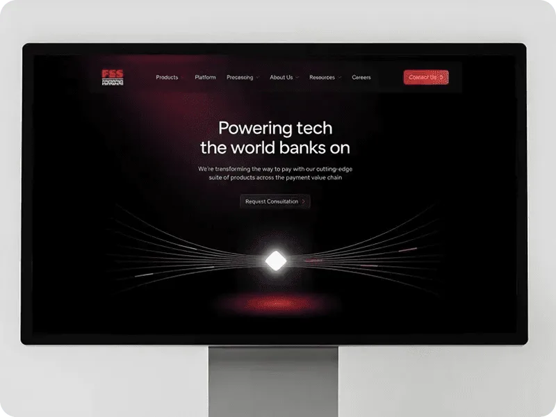 FSS payment technology website design displayed on a desktop monitor