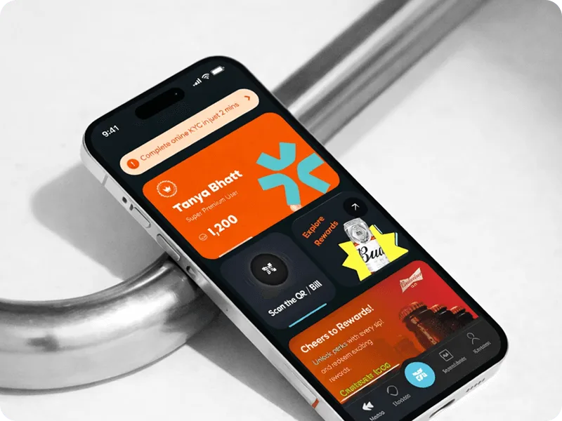 Mobile loyalty app interface showing rewards points QR payments and brand offers