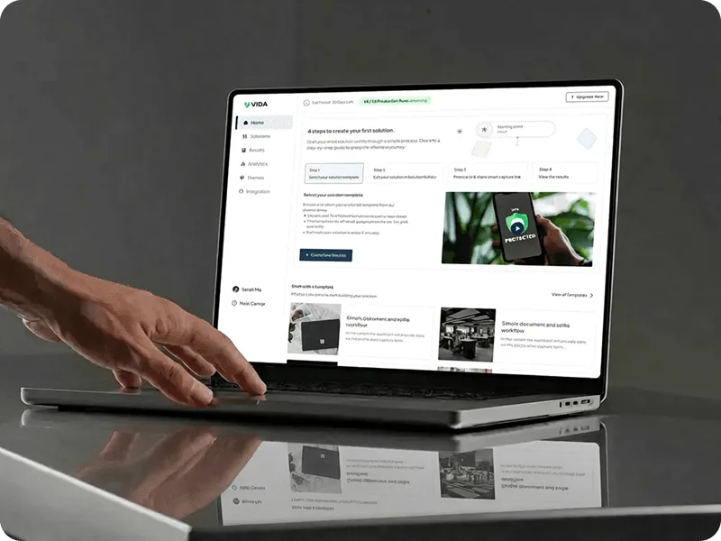 VIDA digital research platform interface displayed on a laptop screen