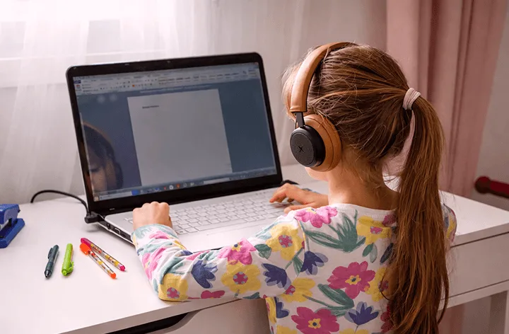 EdTech digital experience showcasing online learning course content and student interactions across devices