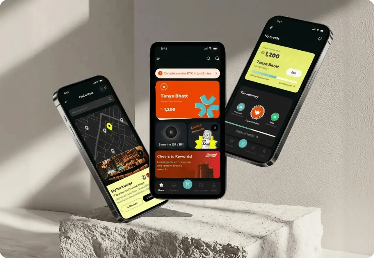 Digital product design interface showcased across desktop and mobile screens