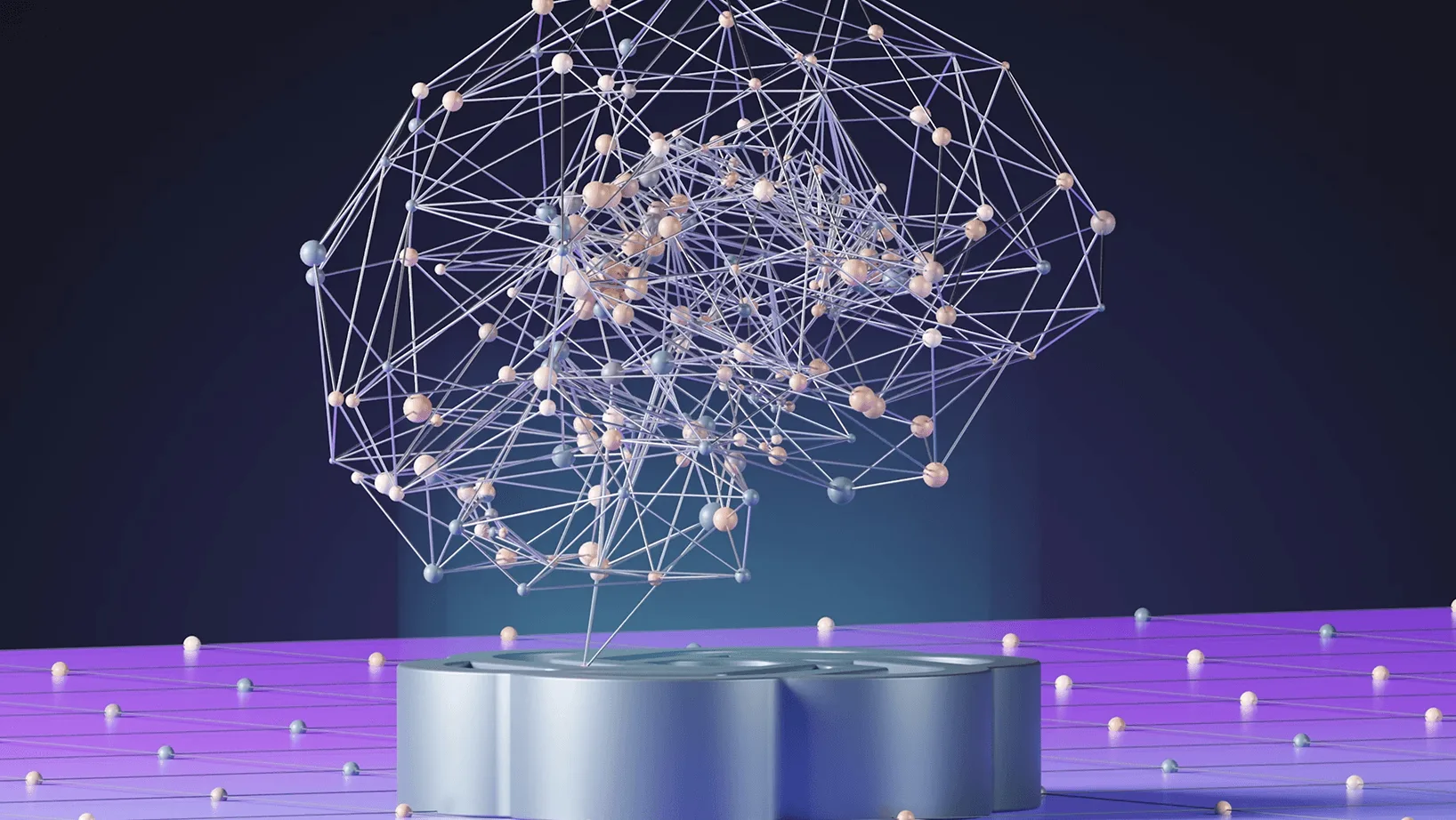 Generative AI concept visual showing an interconnected neural network structure