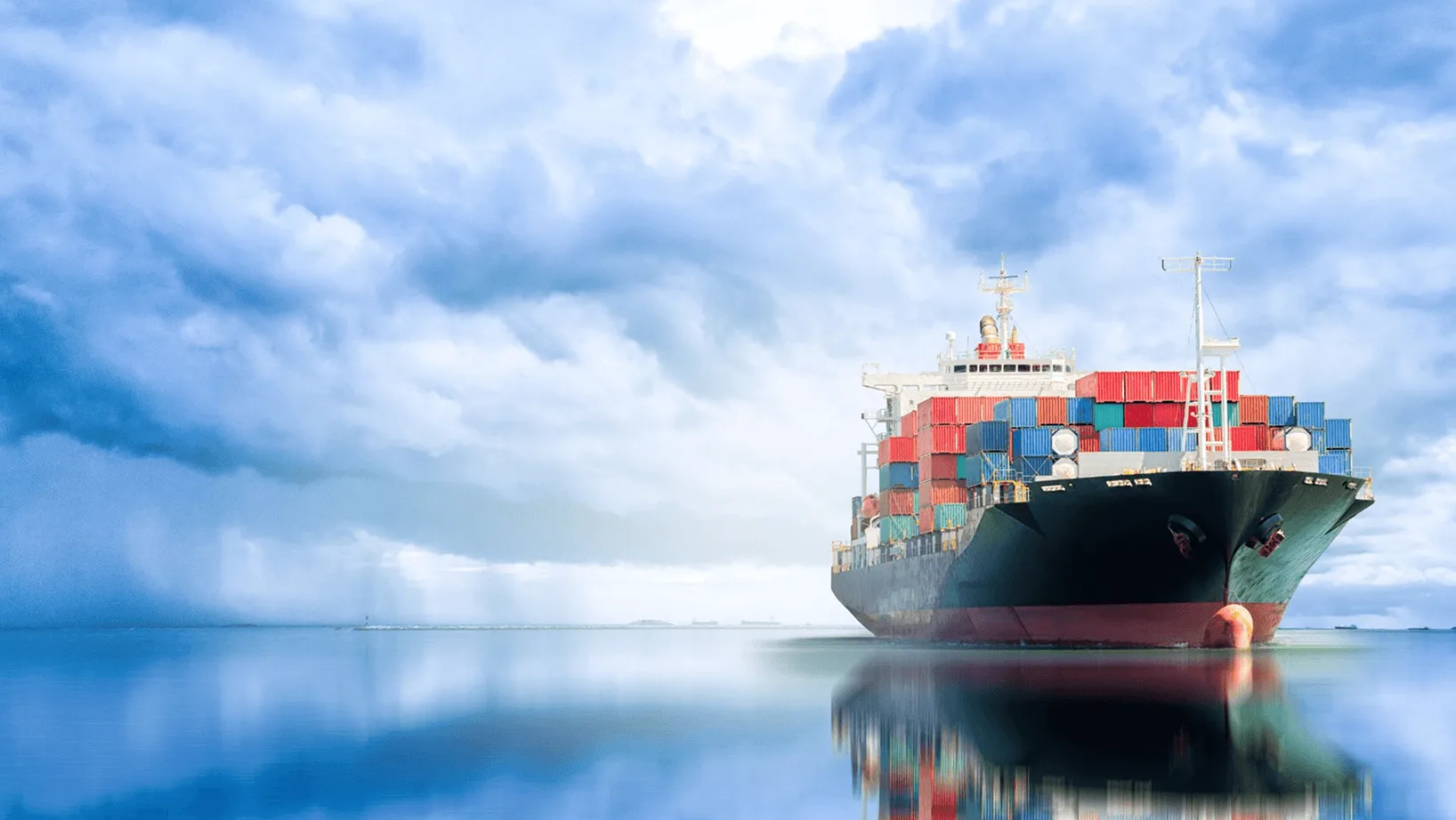 Container cargo ship transporting goods across the sea for maritime operations
